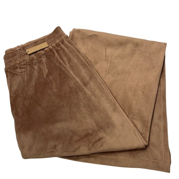 SKIMS Velour Wide Leg Track Pants Sienna Large Pull On Soft Compy - Picture 10 of 11